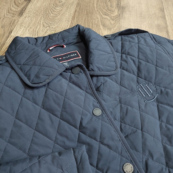 TOMMY‎ HILFIGER xxl Quilted Full Button Jacket Coat Womens puffer Navy blue - Picture 3 of 8